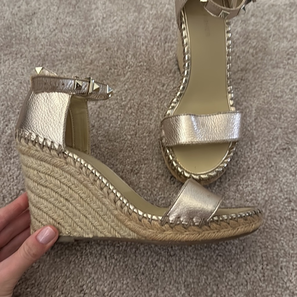MArc Fisher gold studded espadrilles